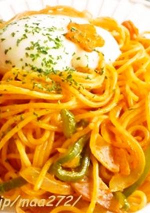 温玉のせ♪おうちナポリタン-レシピのメイン写真
