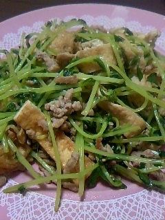 豆苗&油揚げ&挽き肉炒め★-レシピのメイン写真