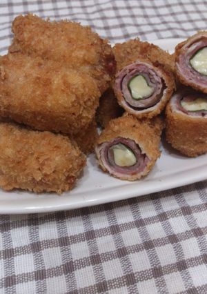 豚薄切り肉でベーコンチーズロールかつ☆-レシピのメイン写真