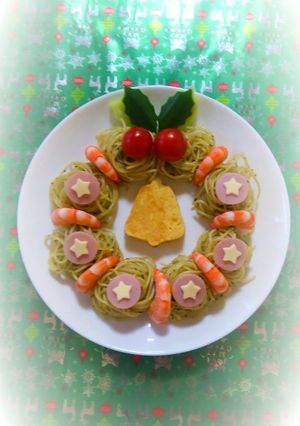 クリスマス♪バジルパスタのリース☆-レシピのメイン写真