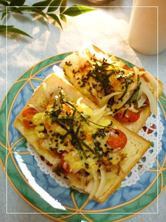 トマトと玉葱のお好み焼き風味のトースト-レシピのメイン写真