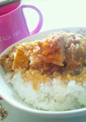 3分！ﾌﾗｲﾄﾞﾁｷﾝのポン酢マヨ丼-レシピのメイン写真