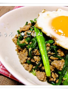 ニラと挽肉のオイスターソース丼-レシピのメイン写真