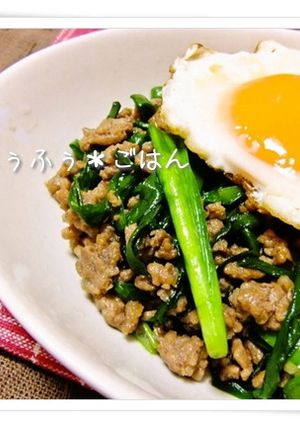 ニラと挽肉のオイスターソース丼-レシピのメイン写真