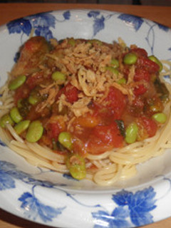 野菜たっぷり~枝豆のトマトソースパスタ-レシピのメイン写真