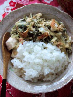 水菜と豆腐の玉子丼。-レシピのメイン写真