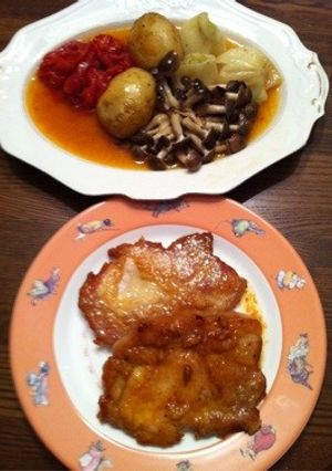 Xmas、ポークソテー、蒸し焼き野菜添え-レシピのメイン写真