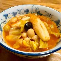 A picture of 超簡単♪キャベツとちくわのトマト味スープ.