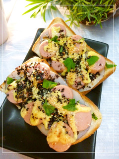 魚ニソと蓮根の紫蘇風味トースト-レシピのメイン写真
