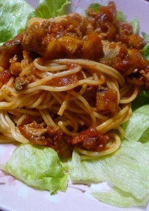 さつまいもと豚肉のトマトソースパスタ-レシピのメイン写真