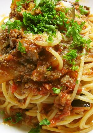 ナスとひき肉のパスタ～ポルチーニ風味～-レシピのメイン写真