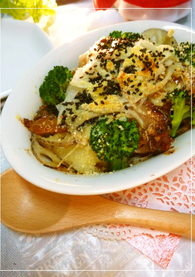 さんまと蓮根・じゃが芋のチーズ焼き-レシピのメイン写真