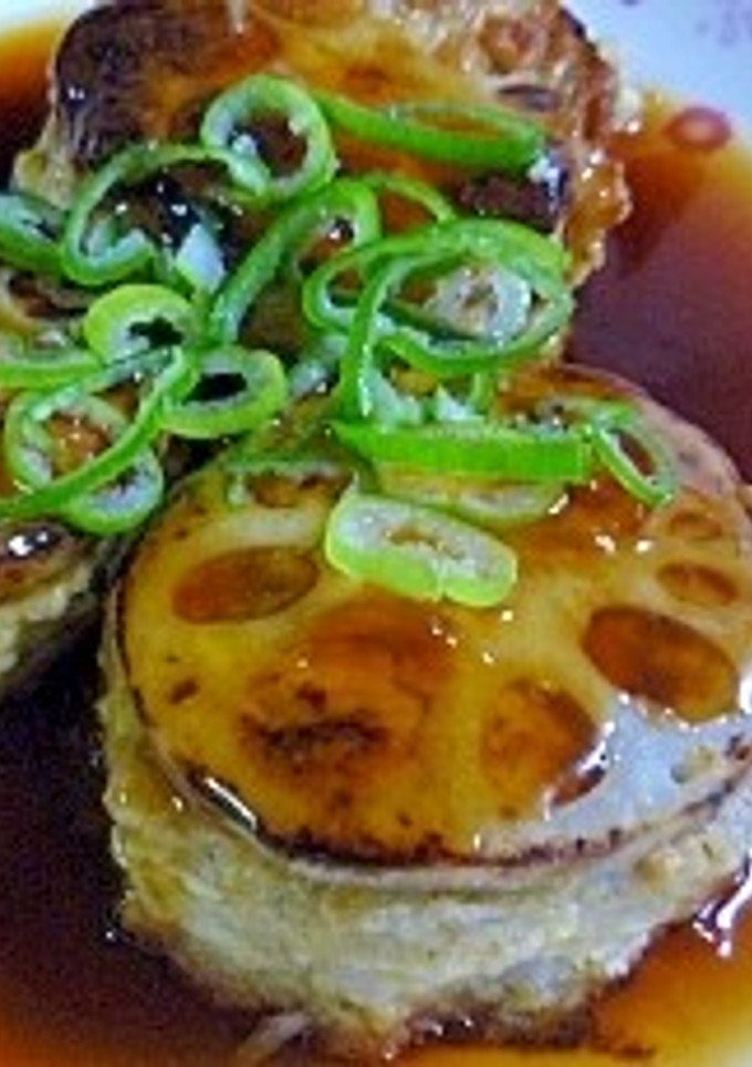 れんこんと里芋の挟み焼き～あんかけで～-レシピのメイン写真