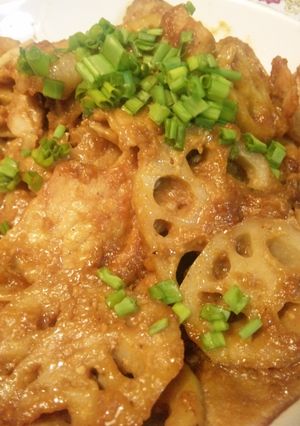 れんこんと豚肉のニンニク味噌炒め-レシピのメイン写真