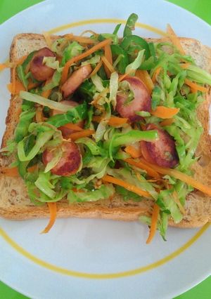 千切り野菜炒めのせトースト！-レシピのメイン写真