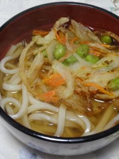 【大豆でうどん】枝豆のかきあげうどん-レシピのメイン写真