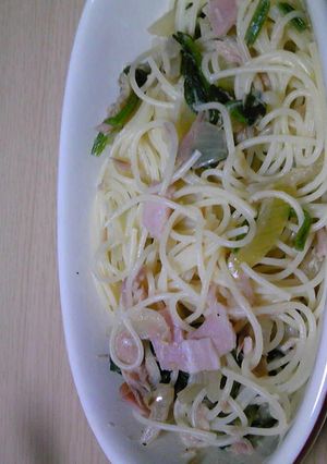 ほうれん草とツナの生姜風味スープスパ-レシピのメイン写真