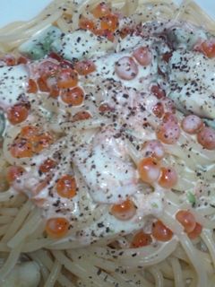 いくらとサーモンのクリームパスタ-レシピのメイン写真