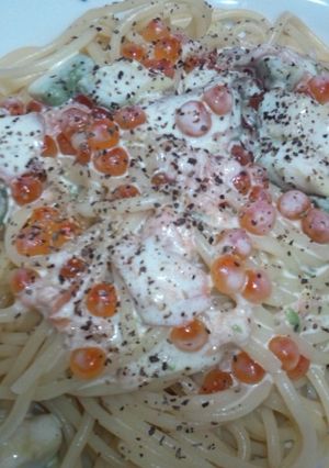 いくらとサーモンのクリームパスタ-レシピのメイン写真