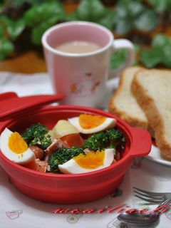 鮭フレークの温野菜サラダーシリコン鍋で-レシピのメイン写真
