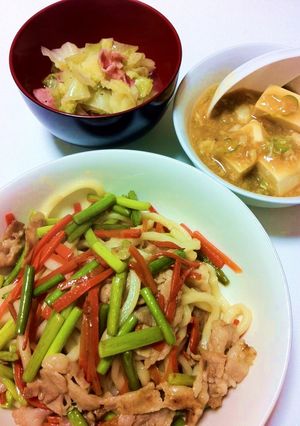にんにくの芽と豚バラで塩焼うどん-レシピのメイン写真