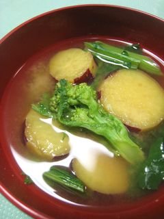 菜の花とさつま芋の味噌汁-レシピのメイン写真