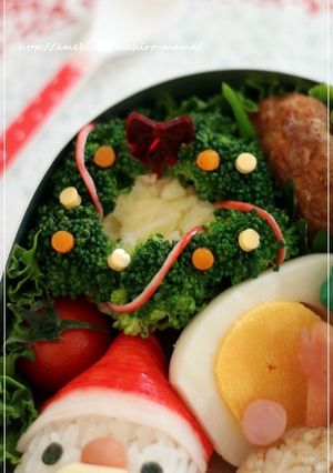 クリスマス簡単キャラ弁☆リースサラダ♪-レシピのメイン写真