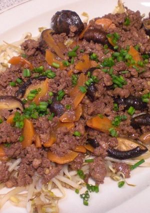 モヤシにのっけて！挽肉のウマ煮風あんかけ-レシピのメイン写真