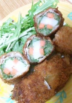 長いもと水菜とにんじんの巻き②とんかつ☆-レシピのメイン写真
