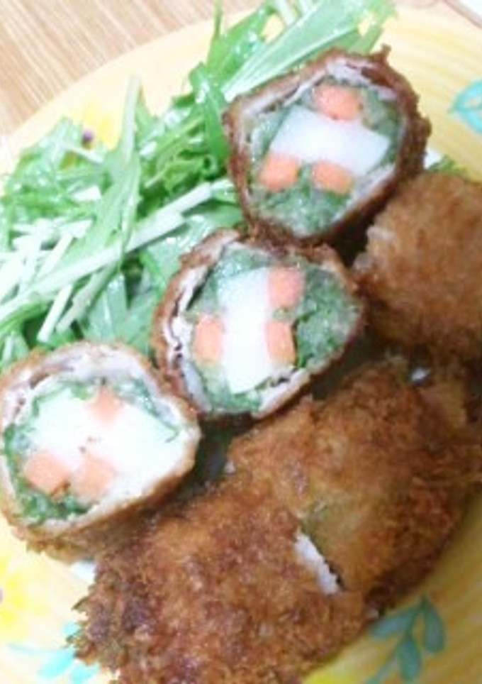 長いもと水菜とにんじんの巻き②とんかつ☆-レシピのメイン写真