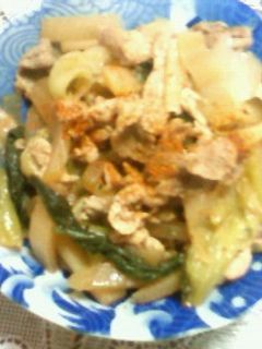 大根とチンゲン菜と豚肉の炒め煮-レシピのメイン写真