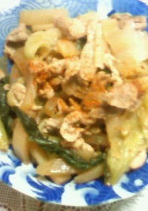 大根とチンゲン菜と豚肉の炒め煮-レシピのメイン写真