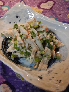 蒸し鶏の塩麹の梅ねぎダレ和え♬-レシピのメイン写真