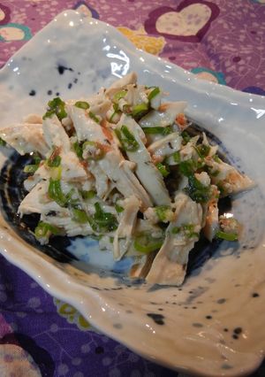 蒸し鶏の塩麹の梅ねぎダレ和え♬-レシピのメイン写真