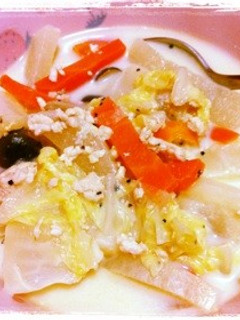 白菜たっぷり豆乳スープ-レシピのメイン写真