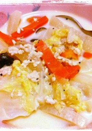 白菜たっぷり豆乳スープ-レシピのメイン写真