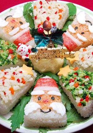 サンタとツリーでクリスマス寿司ケーキ-レシピのメイン写真