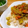 ひよこ豆ご飯とジャガイモと人参のカレー