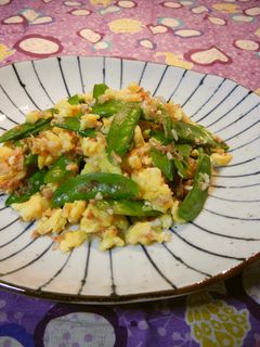 塩麹で『さやえんどうのタマゴ炒め』♬-レシピのメイン写真