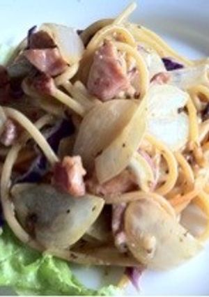 ベーコンと玉ねぎのクリーム味噌パスタ-レシピのメイン写真