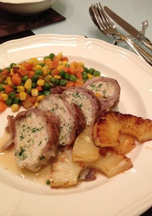 鳥ひき肉ロールポークパイナップルソース添-レシピのメイン写真