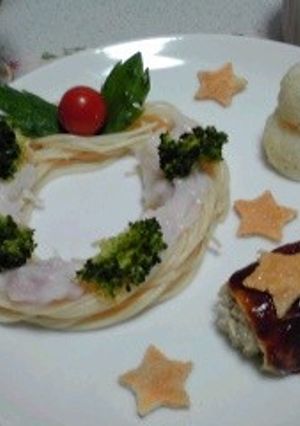 クリスマスプレート☆カルボナーラリース-レシピのメイン写真