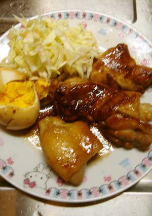 照り焼きチキンと照り焼きゆで卵-レシピのメイン写真