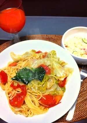 柚子胡椒のペペロンチーノ　大葉をのせて-レシピのメイン写真
