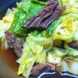 手間いらず!すじ肉とキャベツのすき焼き風