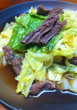 手間いらず！すじ肉とキャベツのすき焼き風-レシピのメイン写真