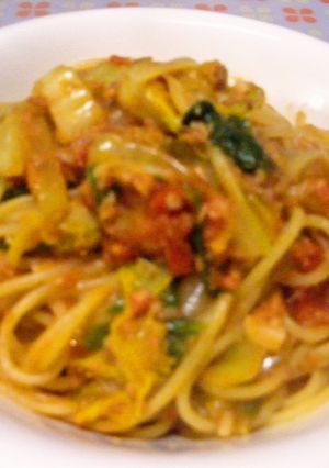 オイルサーディンと白菜のトマトパスタ-レシピのメイン写真