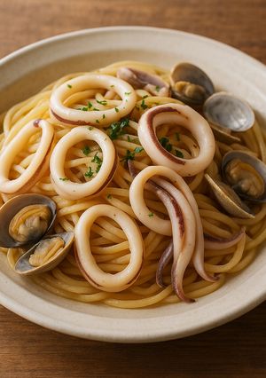 イカとアサリのガーリックパスタ-レシピのメイン写真
