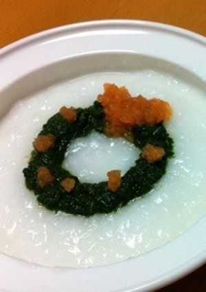 離乳食初期〜＊クリスマスリースのお粥-レシピのメイン写真