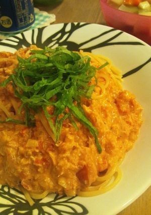 濃厚☆カニ缶でトマトクリームパスタ-レシピのメイン写真